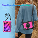 Shockproof Silicone + PC Protective Tablet Case with Holder & Shoulder Strap & Pen Slot For iPad mini 6(Rose Red + Black)