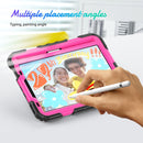 Shockproof Silicone + PC Protective Tablet Case with Holder & Shoulder Strap & Pen Slot For iPad mini 6(Rose Red + Black)