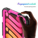 Shockproof Silicone + PC Protective Tablet Case with Holder & Shoulder Strap & Pen Slot For iPad mini 6(Rose Red + Black)