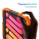 Shockproof Silicone + PC Protective Tablet Case with Holder & Shoulder Strap & Pen Slot For iPad mini 6(Black + Orange)