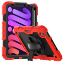 Shockproof Silicone + PC Protective Tablet Case with Holder & Shoulder Strap & Pen Slot For iPad mini 6(Black + Red)