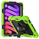 Shockproof Silicone + PC Protective Tablet Case with Holder & Shoulder Strap & Pen Slot For iPad mini 6(Black + Yellow Green)