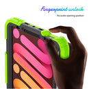 Shockproof Silicone + PC Protective Tablet Case with Holder & Shoulder Strap & Pen Slot For iPad mini 6(Black + Yellow Green)
