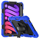 Shockproof Silicone + PC Protective Tablet Case with Holder & Shoulder Strap & Pen Slot For iPad mini 6(Black + Blue)