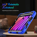 Shockproof Silicone + PC Protective Tablet Case with Holder & Shoulder Strap & Pen Slot For iPad mini 6(Black + Blue)