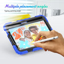Shockproof Silicone + PC Protective Tablet Case with Holder & Shoulder Strap & Pen Slot For iPad mini 6(Black + Blue)