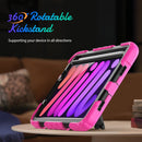 Shockproof Silicone + PC Protective Tablet Case with Holder & Shoulder Strap & Pen Slot For iPad mini 6(Black + Rose Red)