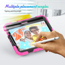 Shockproof Silicone + PC Protective Tablet Case with Holder & Shoulder Strap & Pen Slot For iPad mini 6(Black + Rose Red)