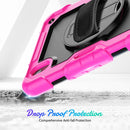 Shockproof Silicone + PC Protective Tablet Case with Holder & Shoulder Strap & Pen Slot For iPad mini 6(Black + Rose Red)