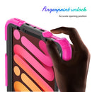 Shockproof Silicone + PC Protective Tablet Case with Holder & Shoulder Strap & Pen Slot For iPad mini 6(Black + Rose Red)
