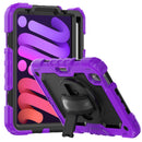 Shockproof Silicone + PC Protective Tablet Case with Holder & Shoulder Strap & Pen Slot For iPad mini 6(Black + Purple)