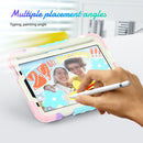 Shockproof Silicone + PC Protective Tablet Case with Holder & Shoulder Strap & Pen Slot For iPad mini 6(Beige + Camouflage Pink)