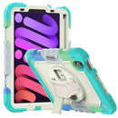 Shockproof Silicone + PC Protective Tablet Case with Holder & Shoulder Strap & Pen Slot For iPad mini 6(Beige + Camouflage Blue)