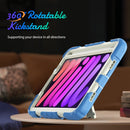 Shockproof Silicone + PC Protective Tablet Case with Holder & Shoulder Strap & Pen Slot For iPad mini 6(Beige + Cyan)