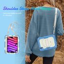 Shockproof Silicone + PC Protective Tablet Case with Holder & Shoulder Strap & Pen Slot For iPad mini 6(Beige + Cyan)