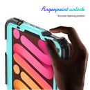Shockproof Silicone + PC Protective Tablet Case with Holder & Shoulder Strap & Pen Slot For iPad mini 6(Light Blue + Black)