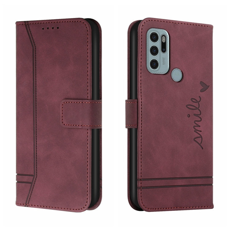 For Motorola Moto G60S Retro Skin Feel Horizontal Flip Soft TPU + PU Leather Case with Holder & Card Slots & Photo Frame(Wine Red)
