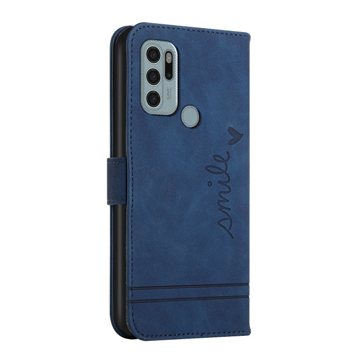 For Motorola Moto G60S Retro Skin Feel Horizontal Flip Soft TPU + PU Leather Case with Holder & Card Slots & Photo Frame(Blue)