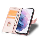 For Samsung Galaxy S21 FE 5G Calf Texture Buckle Horizontal Flip Leather Case with Holder & Card Slots & Wallet(Rose Gold)