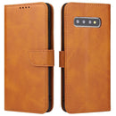 For Samsung Galaxy S10 Calf Texture Buckle Horizontal Flip Leather Case with Holder & Card Slots & Wallet(Khaki)
