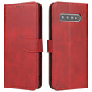 For Samsung Galaxy S10 Calf Texture Buckle Horizontal Flip Leather Case with Holder & Card Slots & Wallet(Red)
