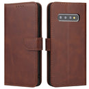 For Samsung Galaxy S10 Calf Texture Buckle Horizontal Flip Leather Case with Holder & Card Slots & Wallet(Brown)