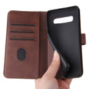 For Samsung Galaxy S10 Calf Texture Buckle Horizontal Flip Leather Case with Holder & Card Slots & Wallet(Brown)