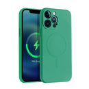 For iPhone 13 mini Liquid Silicone Full Coverage Shockproof Magsafe Case (Dark Green)