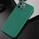 For iPhone 13 mini Liquid Silicone Full Coverage Shockproof Magsafe Case (Dark Green)