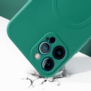 For iPhone 13 mini Liquid Silicone Full Coverage Shockproof Magsafe Case (Dark Green)