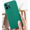 For iPhone 13 mini Liquid Silicone Full Coverage Shockproof Magsafe Case (Dark Green)