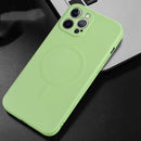 Liquid Silicone Full Coverage Shockproof Magsafe Case For iPhone 13(Green)