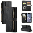 CaseMe-C30 PU + TPU Multifunctional Horizontal Flip Leather Case with Holder & Card Slot & Wallet & Zipper Pocket For iPhone XR(Black)