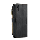 CaseMe-C30 PU + TPU Multifunctional Horizontal Flip Leather Case with Holder & Card Slot & Wallet & Zipper Pocket For iPhone XR(Black)