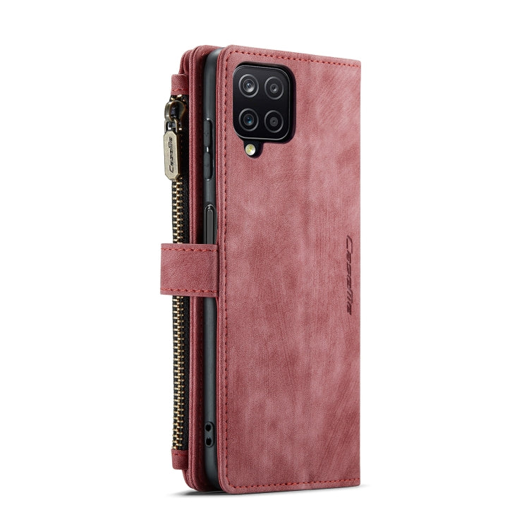 For Samsung Galaxy A12 CaseMe-C30 PU + TPU Multifunctional Horizontal Flip Leather Case with Holder & Card Slot & Wallet & Zipper Pocket(Red)