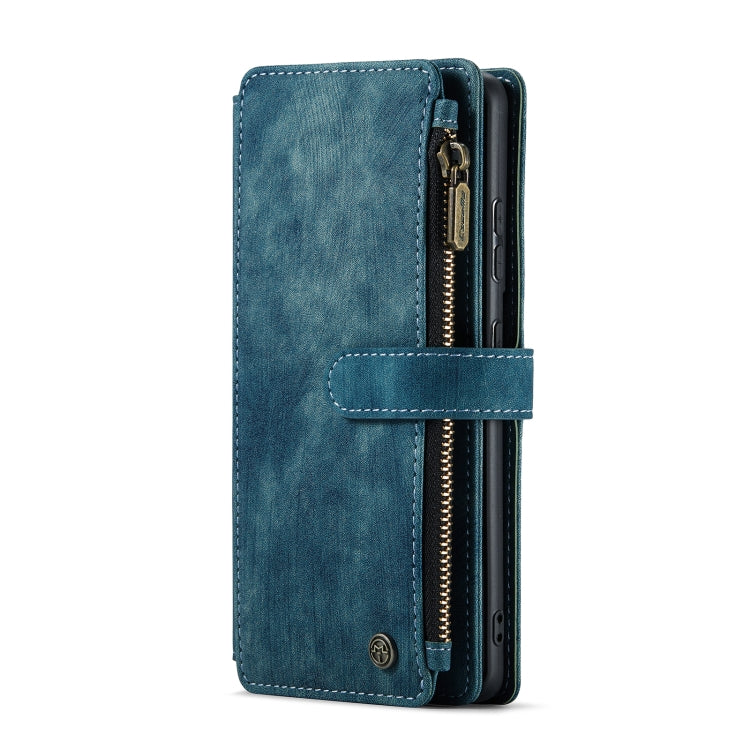 For Samsung Galaxy S20 FE CaseMe-C30 PU + TPU Multifunctional Horizontal Flip Leather Case with Holder & Card Slot & Wallet & Zipper Pocket(Blue)