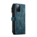 For Samsung Galaxy S20 FE CaseMe-C30 PU + TPU Multifunctional Horizontal Flip Leather Case with Holder & Card Slot & Wallet & Zipper Pocket(Blue)