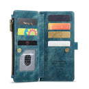For Samsung Galaxy S20 FE CaseMe-C30 PU + TPU Multifunctional Horizontal Flip Leather Case with Holder & Card Slot & Wallet & Zipper Pocket(Blue)