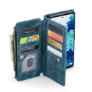 For Samsung Galaxy S20 FE CaseMe-C30 PU + TPU Multifunctional Horizontal Flip Leather Case with Holder & Card Slot & Wallet & Zipper Pocket(Blue)