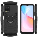 For vivo Y21 Shockproof PC + TPU Protective Case with Magnetic Ring Holder(Black)