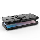 For vivo Y21 Shockproof PC + TPU Protective Case with Magnetic Ring Holder(Black)