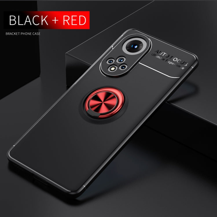 For Huawei Nova 9 Metal Ring Holder 360 Degree Rotating TPU Case(Black Red)