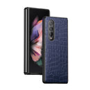 For Samsung Galaxy Z Fold3 5G Crocodile Texture Leather Folding Protective Case(Blue)