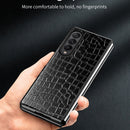 For Samsung Galaxy Z Fold3 5G Crocodile Texture Leather Folding Protective Case(Blue)