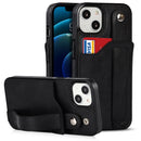 Crazy Horse Texture Shockproof TPU + PU Leather Case with Card Slot & Wrist Strap Holder For iPhone 13 mini(Black)