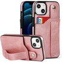 Crazy Horse Texture Shockproof TPU + PU Leather Case with Card Slot & Wrist Strap Holder For iPhone 13 mini(Rose Gold)