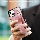 Crazy Horse Texture Shockproof TPU + PU Leather Case with Card Slot & Wrist Strap Holder For iPhone 13 mini(Rose Gold)