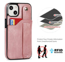 Crazy Horse Texture Shockproof TPU + PU Leather Case with Card Slot & Wrist Strap Holder For iPhone 13 mini(Rose Gold)