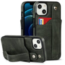 Crazy Horse Texture Shockproof TPU + PU Leather Case with Card Slot & Wrist Strap Holder For iPhone 13 mini(Emerald Green)