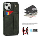 Crazy Horse Texture Shockproof TPU + PU Leather Case with Card Slot & Wrist Strap Holder For iPhone 13 mini(Emerald Green)